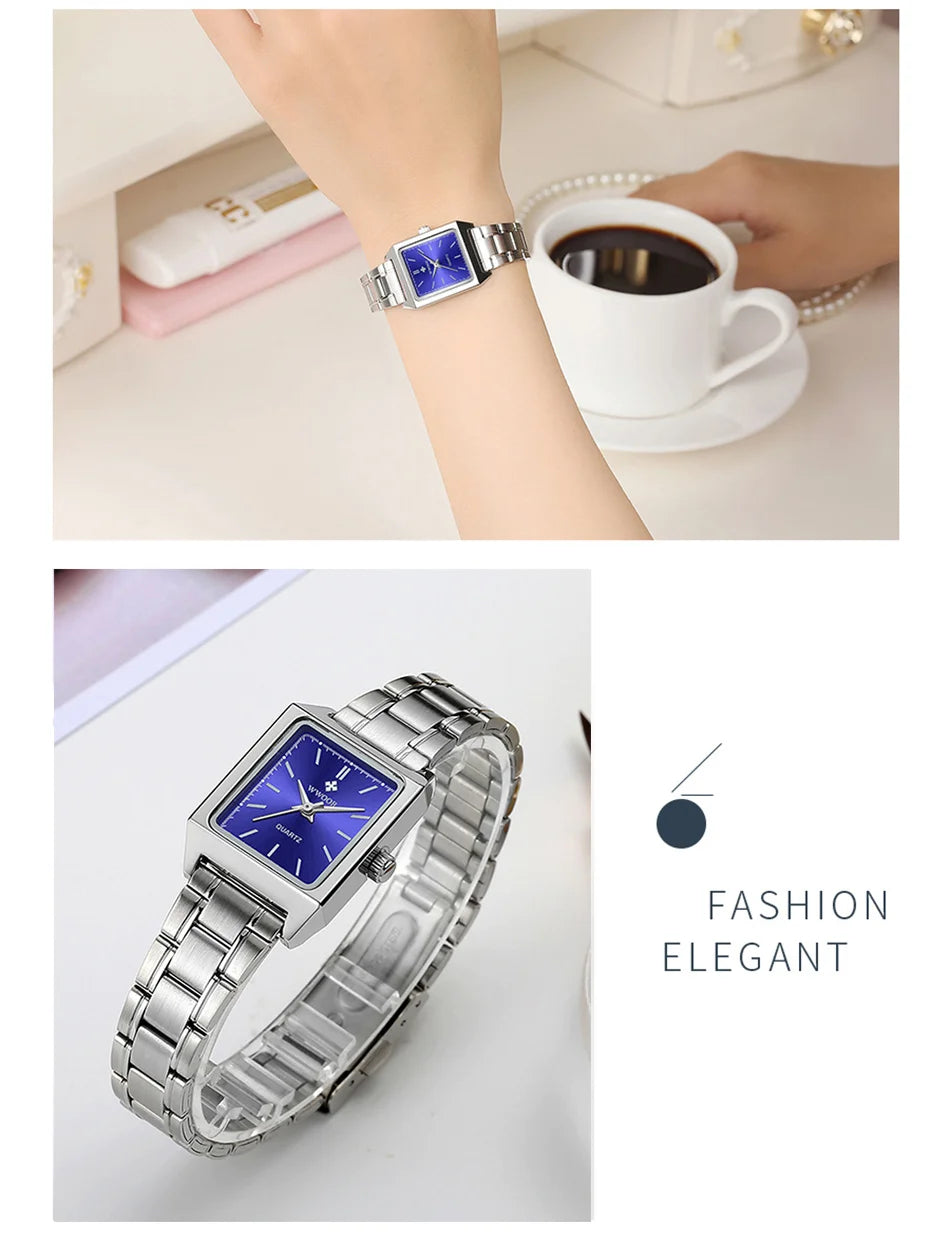 Fashion Top Brand Wwoor Womens Watches Black Small Square Wristwatch Woman Dress Bracelet Watch For Women Gift Xfcs Montre Femme
