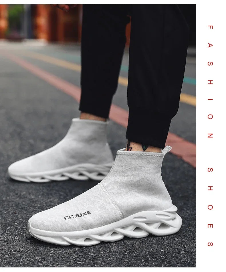 Socks Shoes for Men Black Sneakers Light Breathable Men Runing Shoes Outdoor Platform High Top Men Shoes New Unisex Sport Shoe