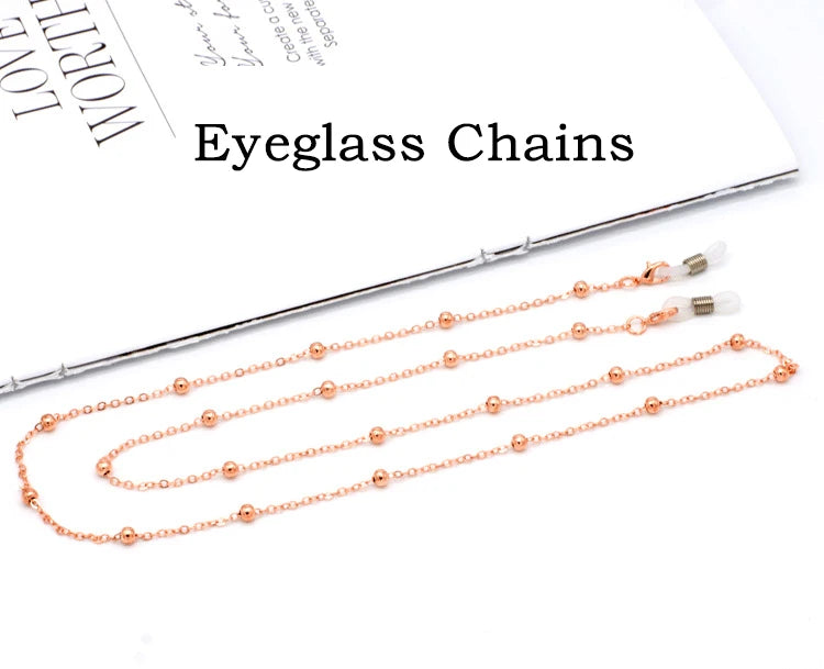Fashion Metal Men women Eyeglass Chains Sunglasses Reading Beaded Glasses Chain Eyewears Cord Strap Rope female glasses chain