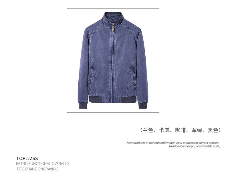 Men Denim Jacket Retro Fashion Cotton Slim Fit Vertical Collar Motorcycle Jackets Autumn 2025 Man Jeans Coats Plus Size Clothes