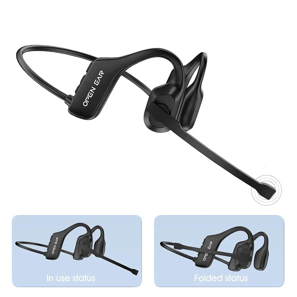 Open-Ear Headsets with Noise Canceling Microphone Wireless Bluetooth Air Conduction Headphones for Trucker Office Call Center