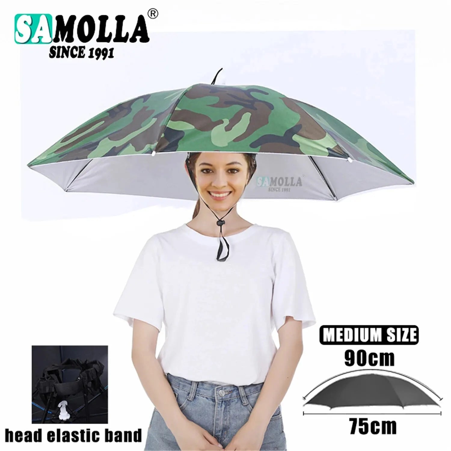 Rain Umbrella Hat Foldable Sun Shade Waterproof Fishing Headwear Cap Beach Head Hats Double-Layer UV Protection Sunscreen
