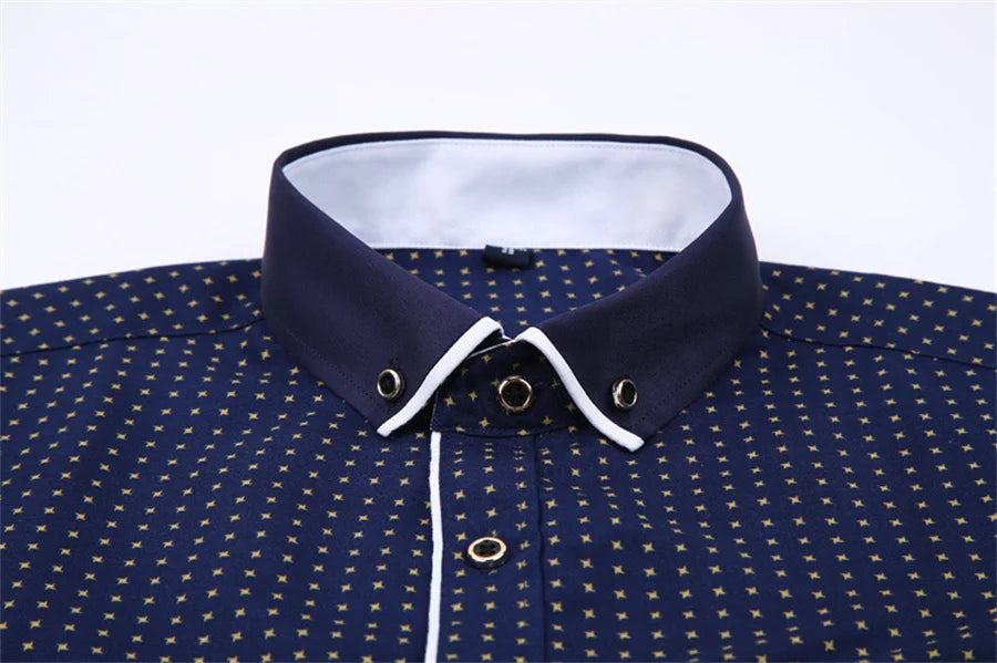 2025 New Printed Men Shirts Long Sleeve Social Business Dress Shirt Casual Slim Fit Man Clothing Button Down Office Wear 5XL