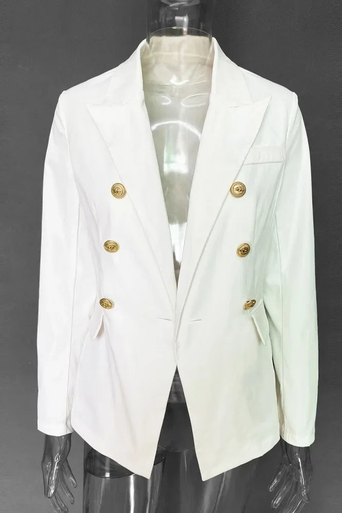 women suits jacket Women's Notched Lapel Double Breasted Blazer Suit Long Sleeve Buttons Casual Work Office Jacket Blazers