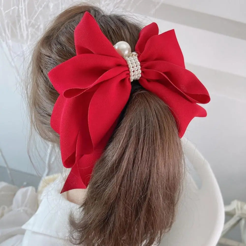 Fashion Girls Women Hair Accessories Headdress Big Bow Ponytail Clips Ribbon Bowknot