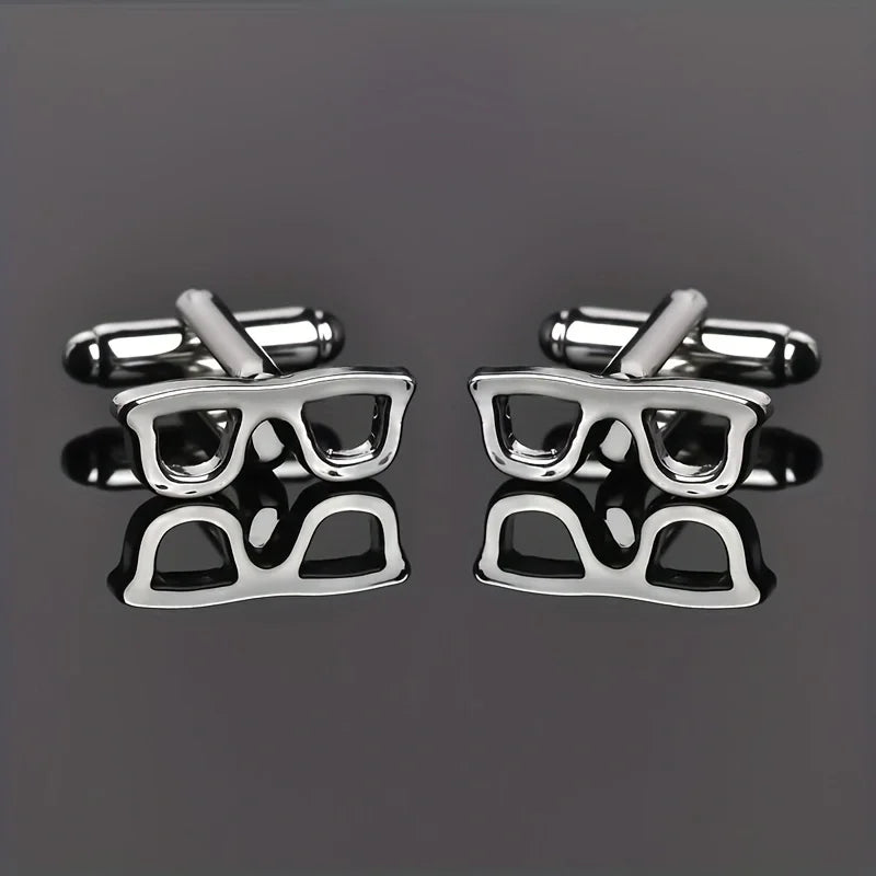 1Pair Creative Glasses Cufflinks for Men Fashion Eyeglass Frame Cufflinks Button Jewelry French Shirt Men's Suit Accessories