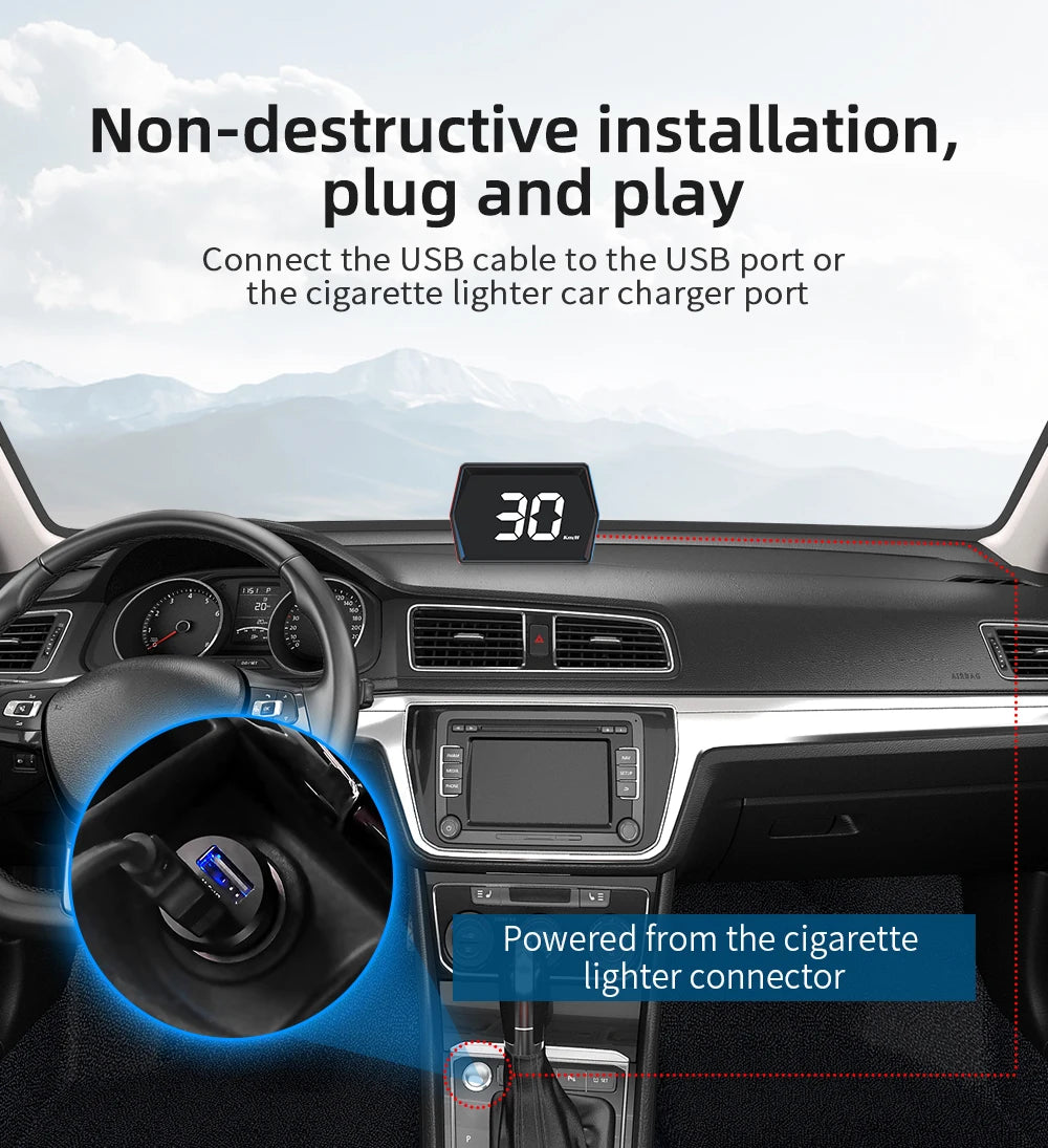 G20 GPS Display Car Digital Speedometer HUD Head-Up Display Eletronics Speed Alarm Gadgets Inteligent Compass For All Car Custom