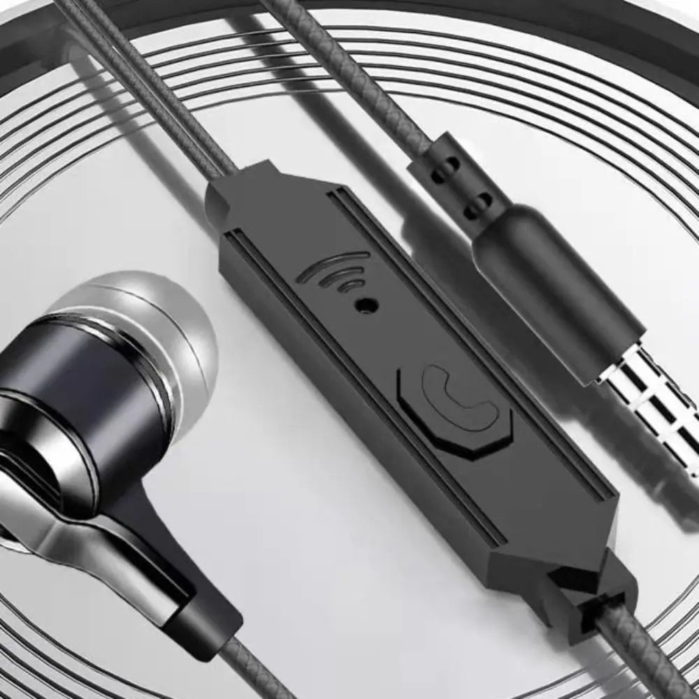 Wired Headphones 3.5mm Sport Earbuds Heavy Bass Wire Controlled In-ear Phone Earphones Stereo Headset with Mic Music Gaming