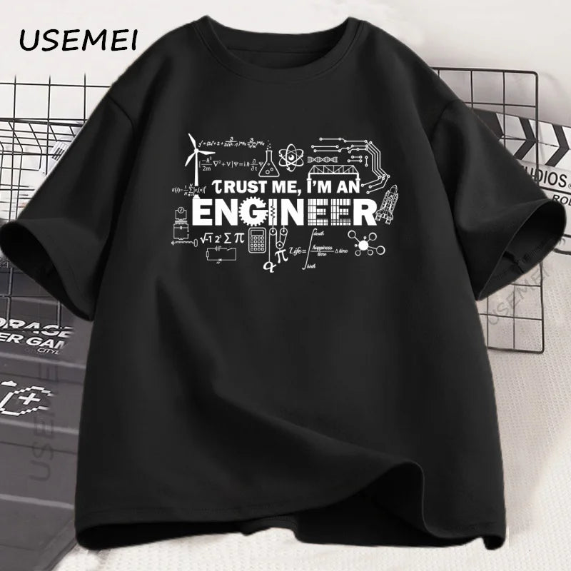 Mens Tshirt Trust Me I'm An Engineer T-shirt Cotton Man Work T Shirt Summer Cotton Tops Round Neck Short Sleeve Man Clothes