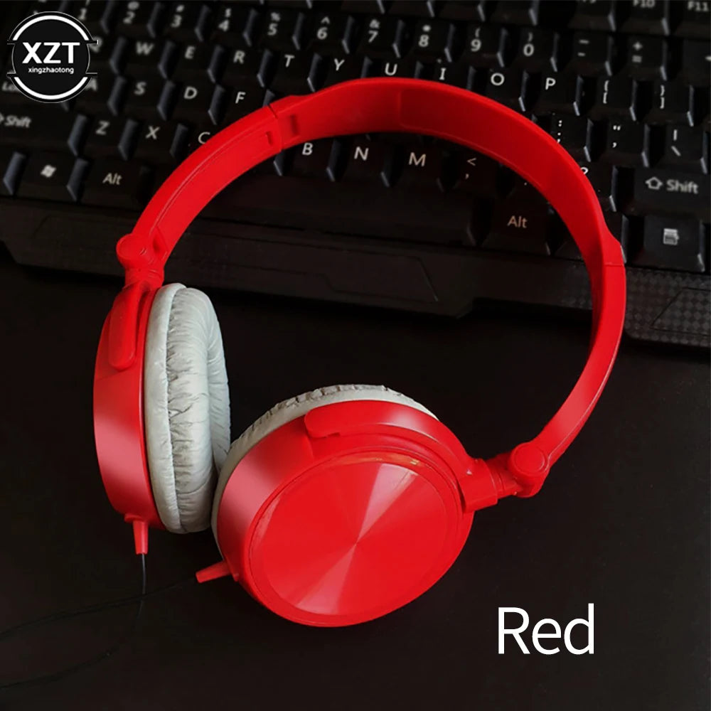Wired Headphones Over Ear Headsets HD Sound Bass HiFi Sound Music Stereo Earphone Flexible Adjustable Headset for PC Phone