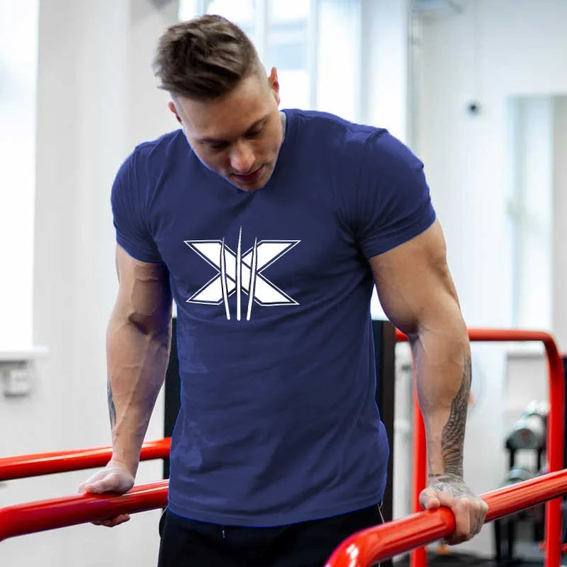 Tshirt for Men Bodybuilding  Graphic T Shirts Workout Fitness Men Clothing Short Sleeve Shirt Street Wear