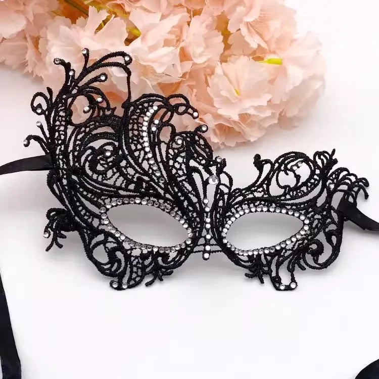 Halloween Makeup Ball Adult Lace Mask With Acrylic Diamond, Gold Silver Phoenix Mask, Women's Sexy Party Princess Half Face Mask