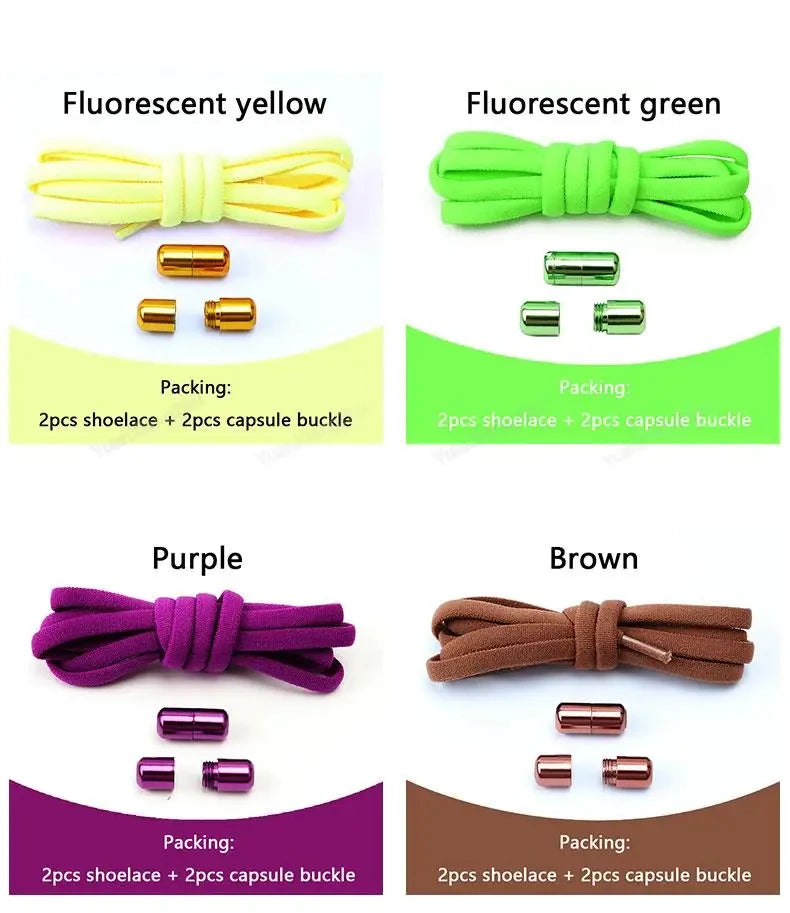 No Tie Shoelaces Semicircle Elastic Shoe Laces For Kids and Adult Sneakers Shoelace Quick Lazy Metal Lock Laces Shoe Strings