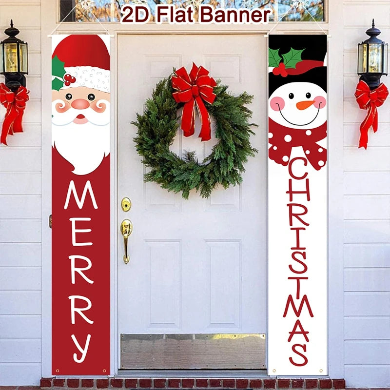 Christmas Door Decoration 2025 Merry Christmas Banner Decor for Home Hanging Xmas Ornament Navidad Happy New Year Gift 2026