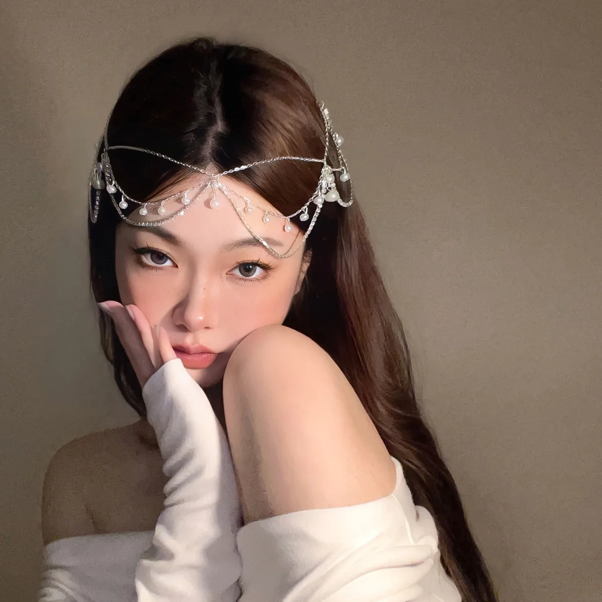 Luxury Jewelry Hair Accessories For Women Waterdrop Flower Tassel Forehead Chain Sexy Red Gemstone Hair Pendant Elegant Hairpin