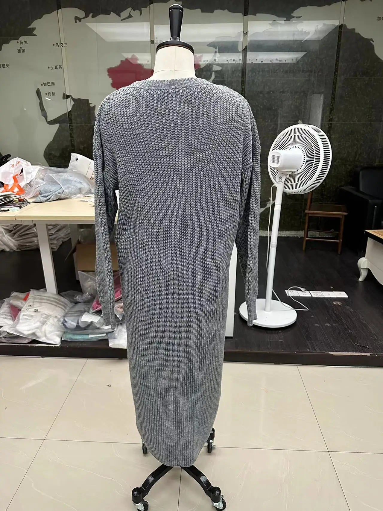 Womens Long Knitted Sweater Dress 2025 Autumn Winter Warm Fur Jumpers Casual Solid Loose Knit Midi Dress Lady Work Pullovers