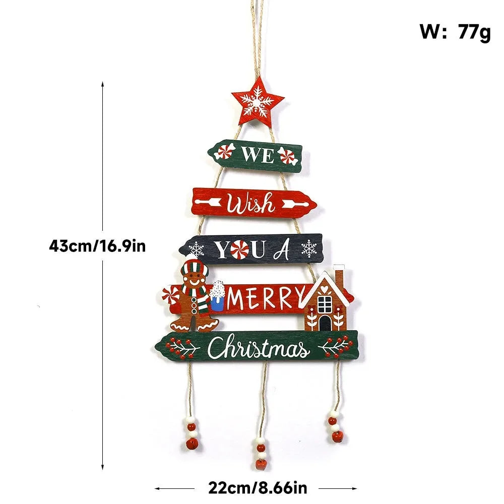 Christmas Hanging Pendant Wooden Crafts Xmas Tree Wall Ornament Natal Navidad Merry Christmas Decor 2025 Happy New Year 2026