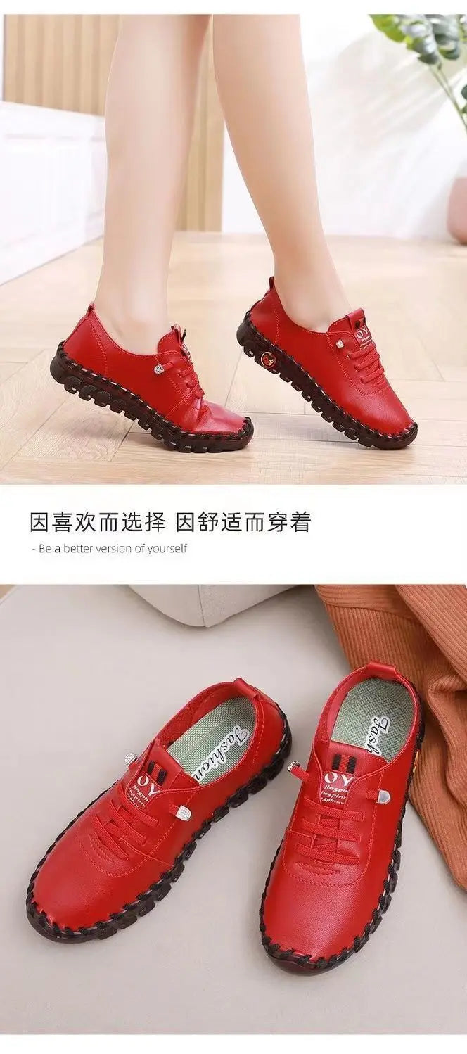 Spring Shockproof Orthopedic Shoes For Women Autumn Lace Up Flats Women's Loafers Ladies Comfort Moccasins Female Driver Shoes