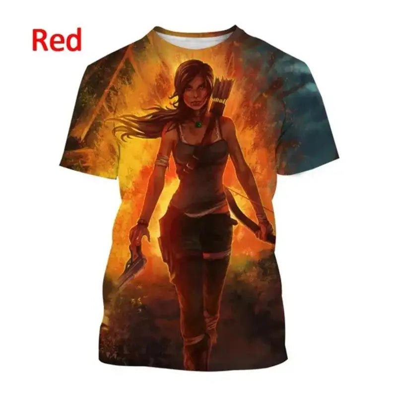 Men T Shirt Classic Video Game Tomb Raider Graphic T-shirt Personality Harajuku Street Oversized T Shirt Unisex Tops Clothing