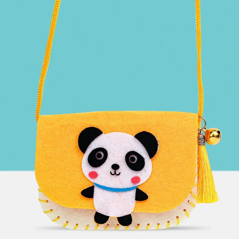 Kid's Handmade DIY Toys Cute Cartoon Animals Cloth BagShape Craft Kits Non-woven Weaving Montessori Aids Early Education