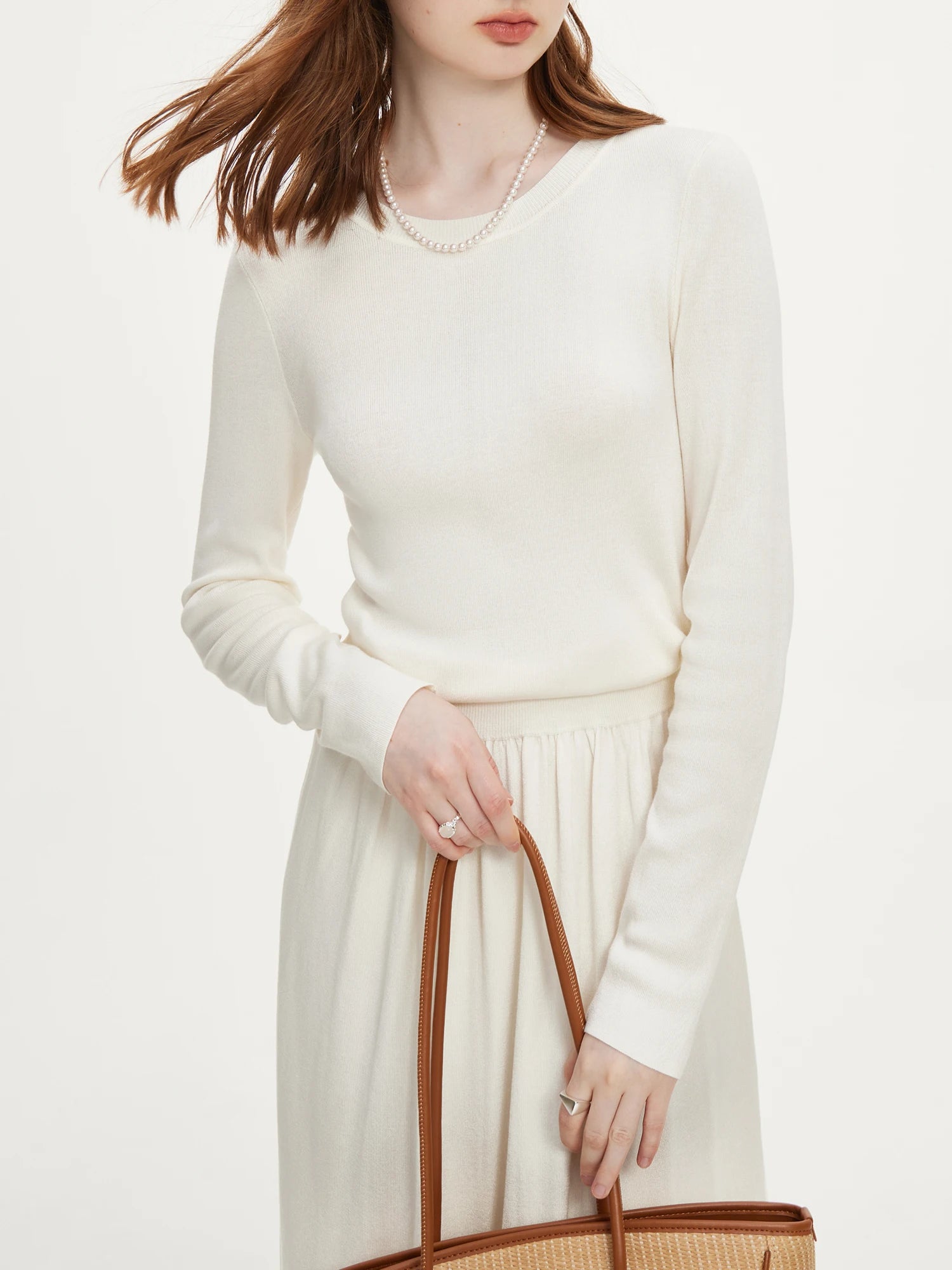 FSLE Wool Knitted Suit For Women 2024 Autumn New Elegant All-match Casual Top Skirts Female Two-pieces Suit 24FS13043 24FS13044