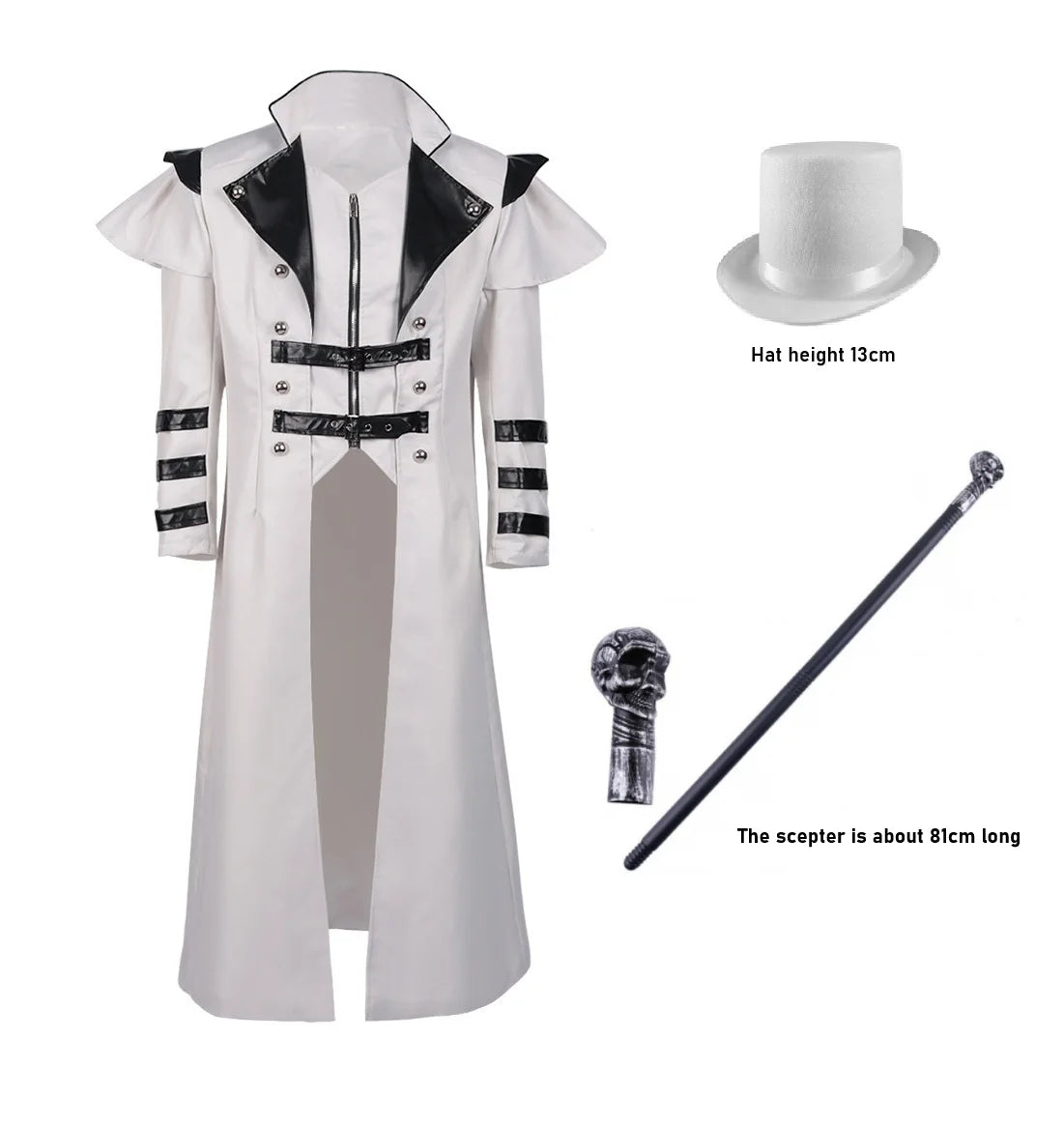 Halloween cosplay: a medieval stage performance costume with a split windbreaker, hat, and scepter for a palace banquet