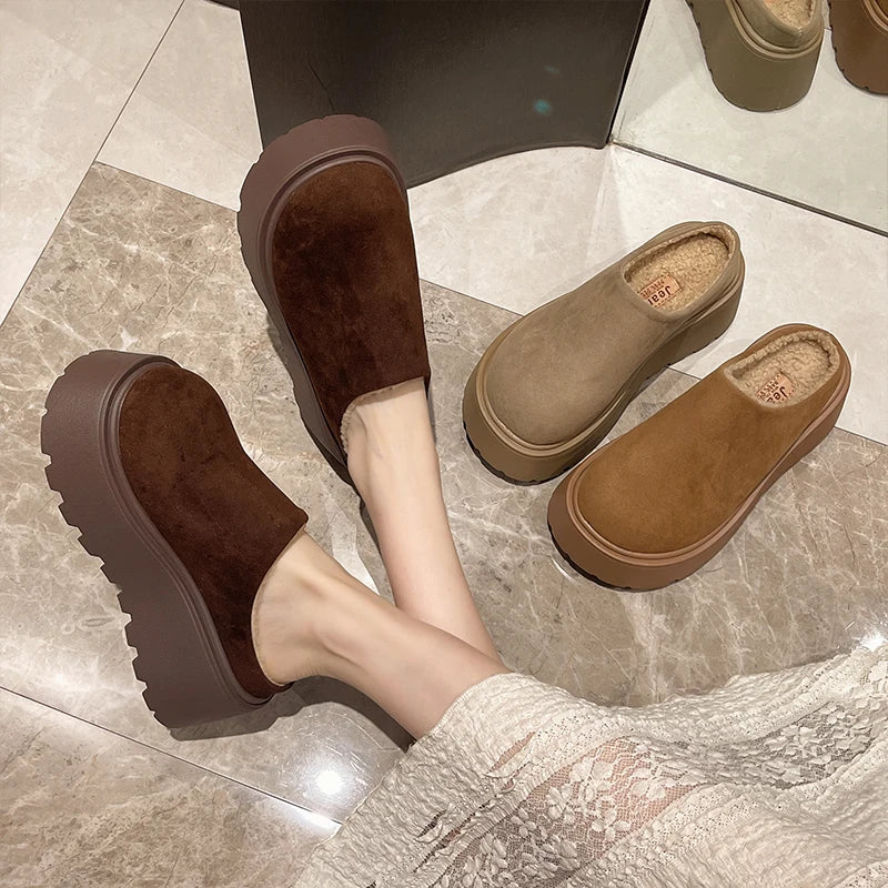 Shoes Woman 2025 House Slippers Platform Pantofle Cover Toe Winter Footwear New Slides Female Shoes Womens Slippers Outdoor Plat