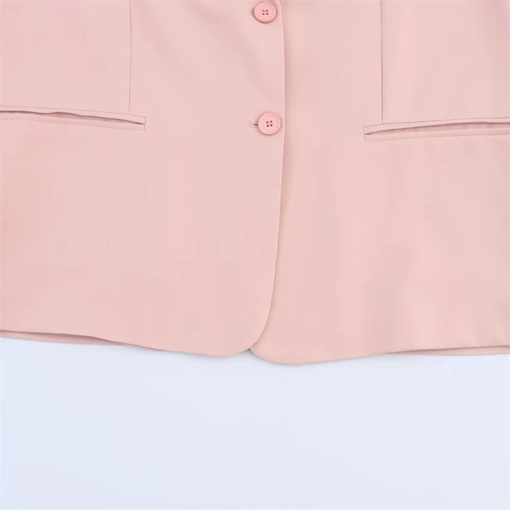 women's summer new fashion casual lapel single breasted decoration suit jacket high waisted lace up suit pants