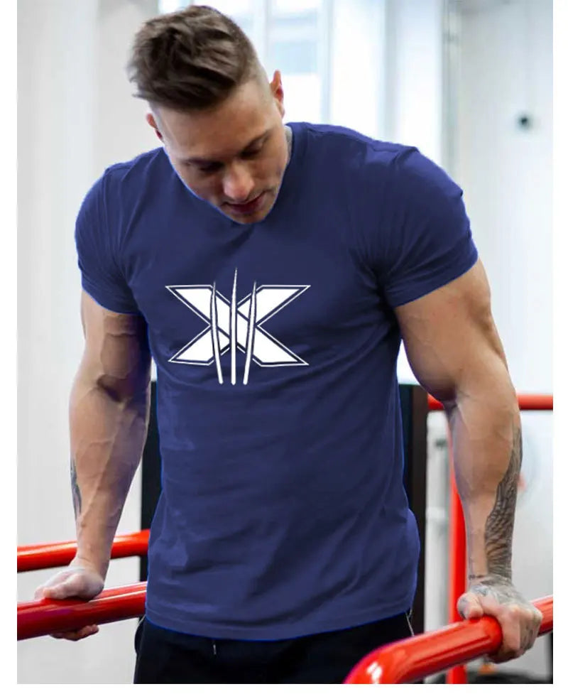 Tshirt for Men Bodybuilding  Graphic T Shirts Workout Fitness Men Clothing Short Sleeve Shirt Street Wear
