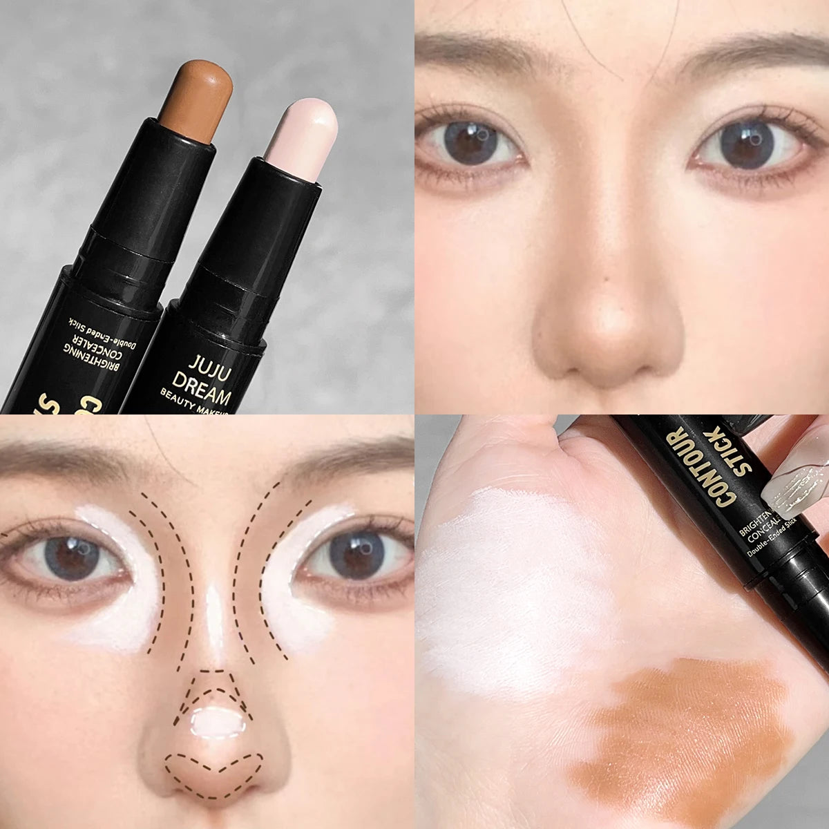 Double-ended dual-purpose high-light trimming stick, three-dimensional contour, nose shadow, facial shape, brighten and trimming