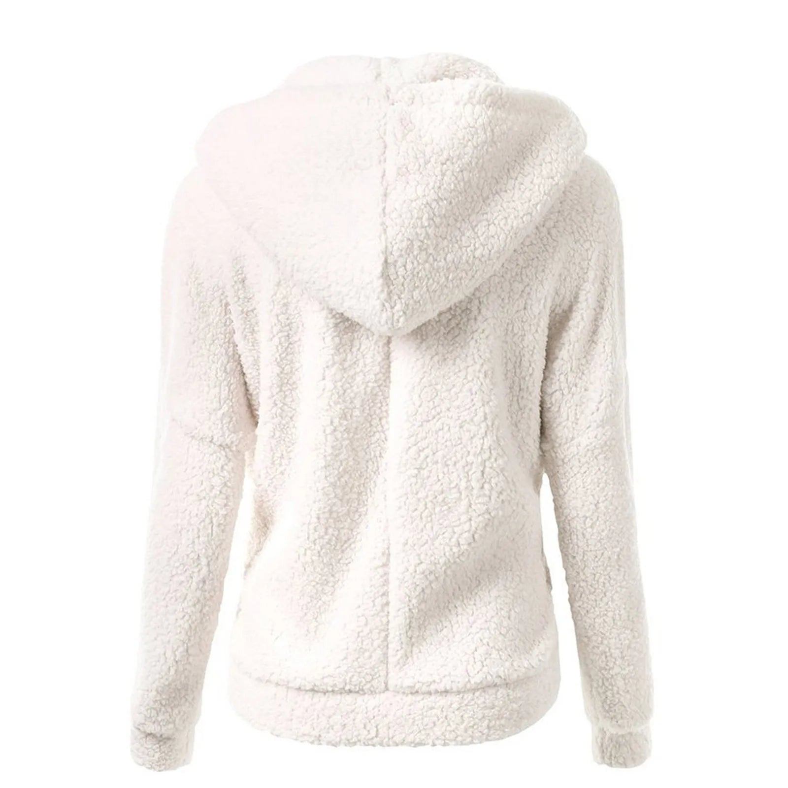 Women'S Fashion Jackets Solid Lambswool Coat Slim Straight Hooded Plush Zip Up Jackets Autumn Winter Simple Versatile Jackets
