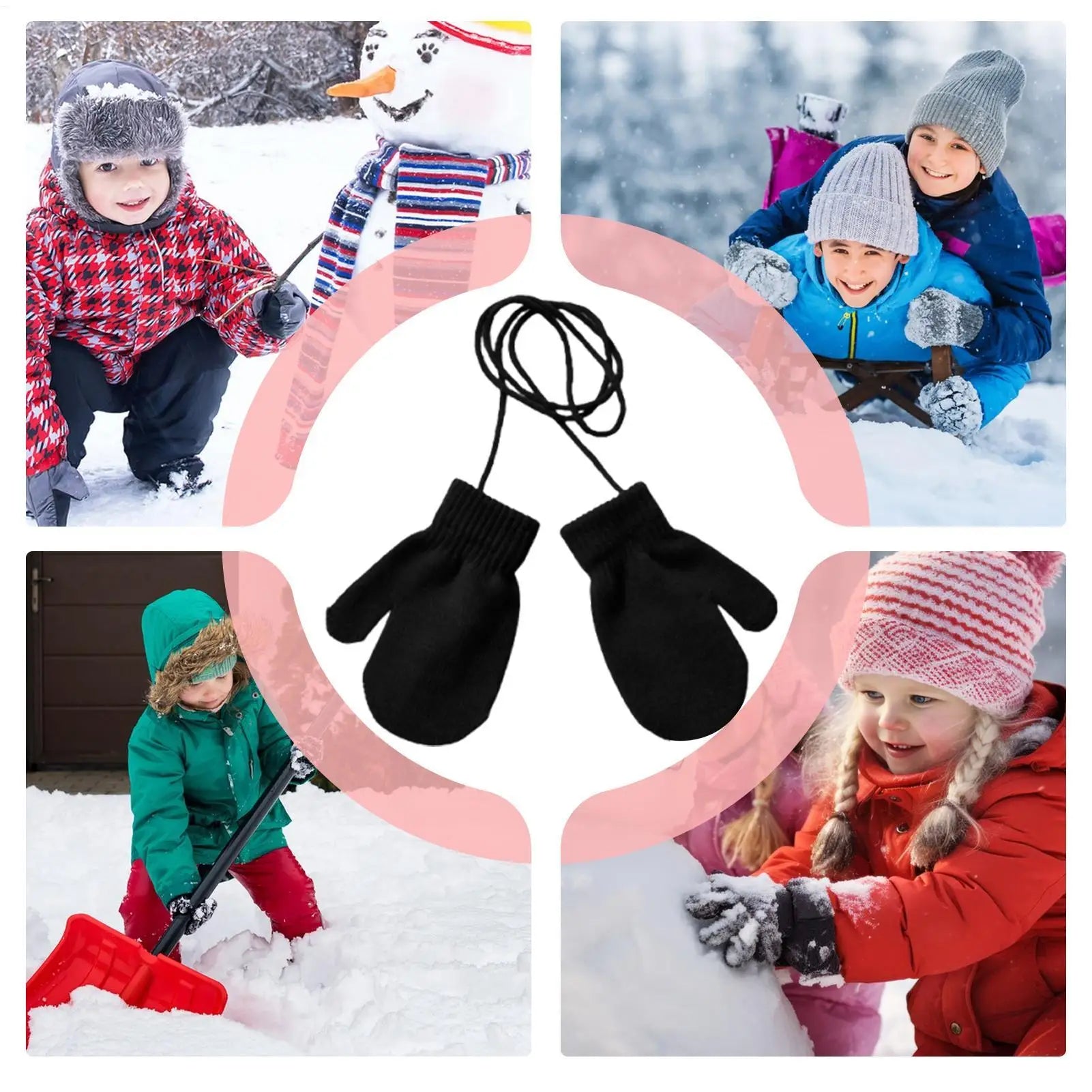 Winter Ski Gloves for Children Windproof Thickened Knitted Gloves Comfortable Warm Mittens Boys Girls Snow Warm Accessories