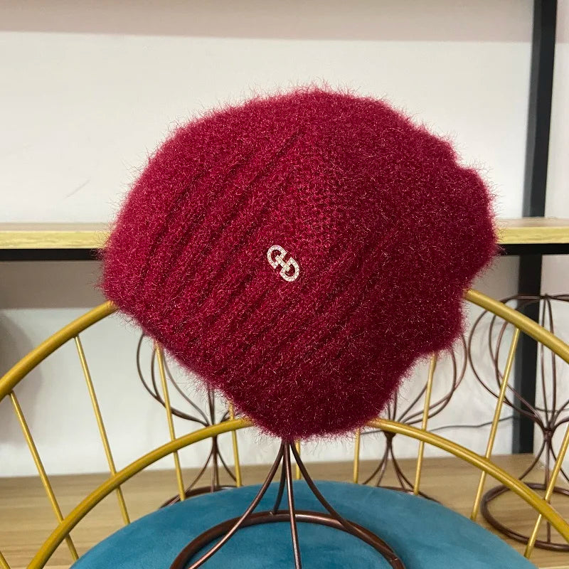 Winter Hats for Women Warm Thick Beanies Girls Outdoor Headwear Knitted Skulls Elastic New Striped Diamond Female Casual Hats