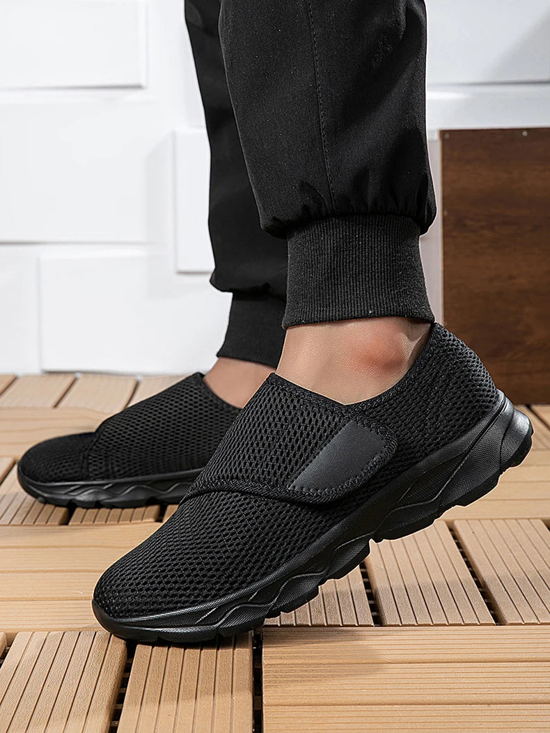 Sneakers Men Orthopedics Wide Feet Swollen Walking Casual Shoes Thumb Eversion Adjusting Soft Comfortable Light Man Shoes Black
