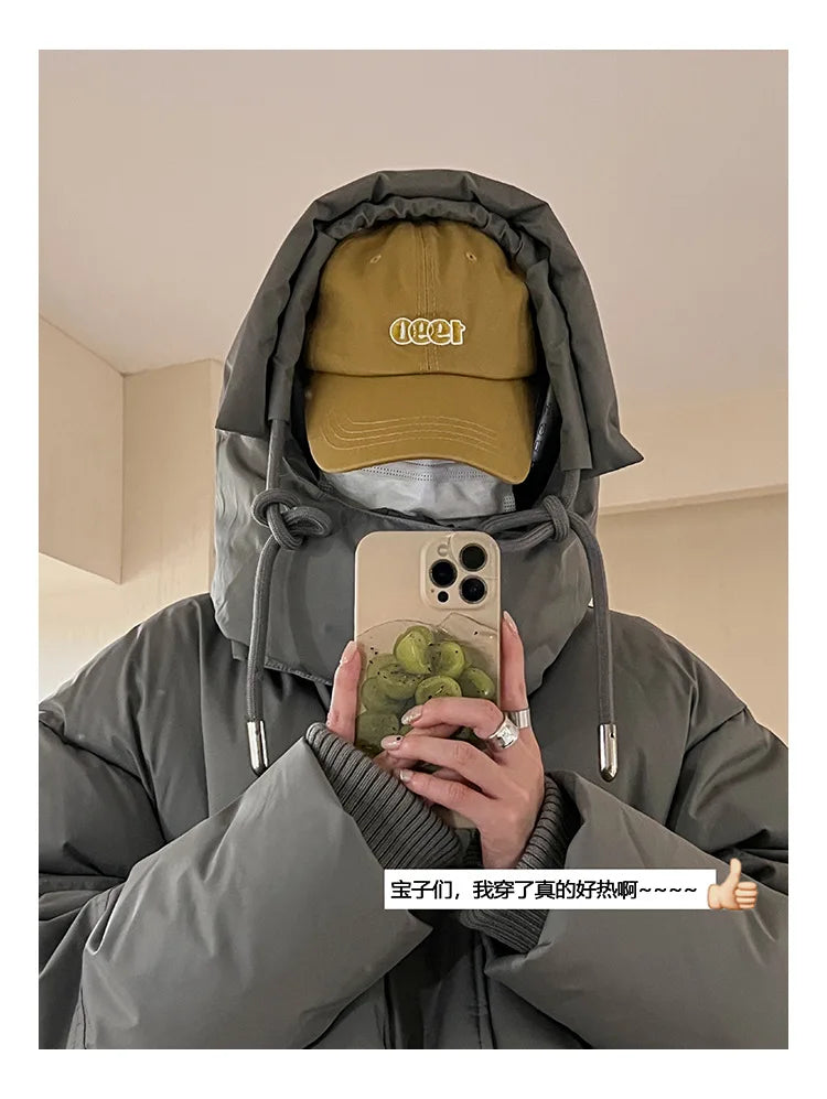 Women's Down Cotton Jacket Hooded Coat Winter Cotton Comfortable Thick Warm Love Embroidery Loose Jacket Snow Coat Clothing