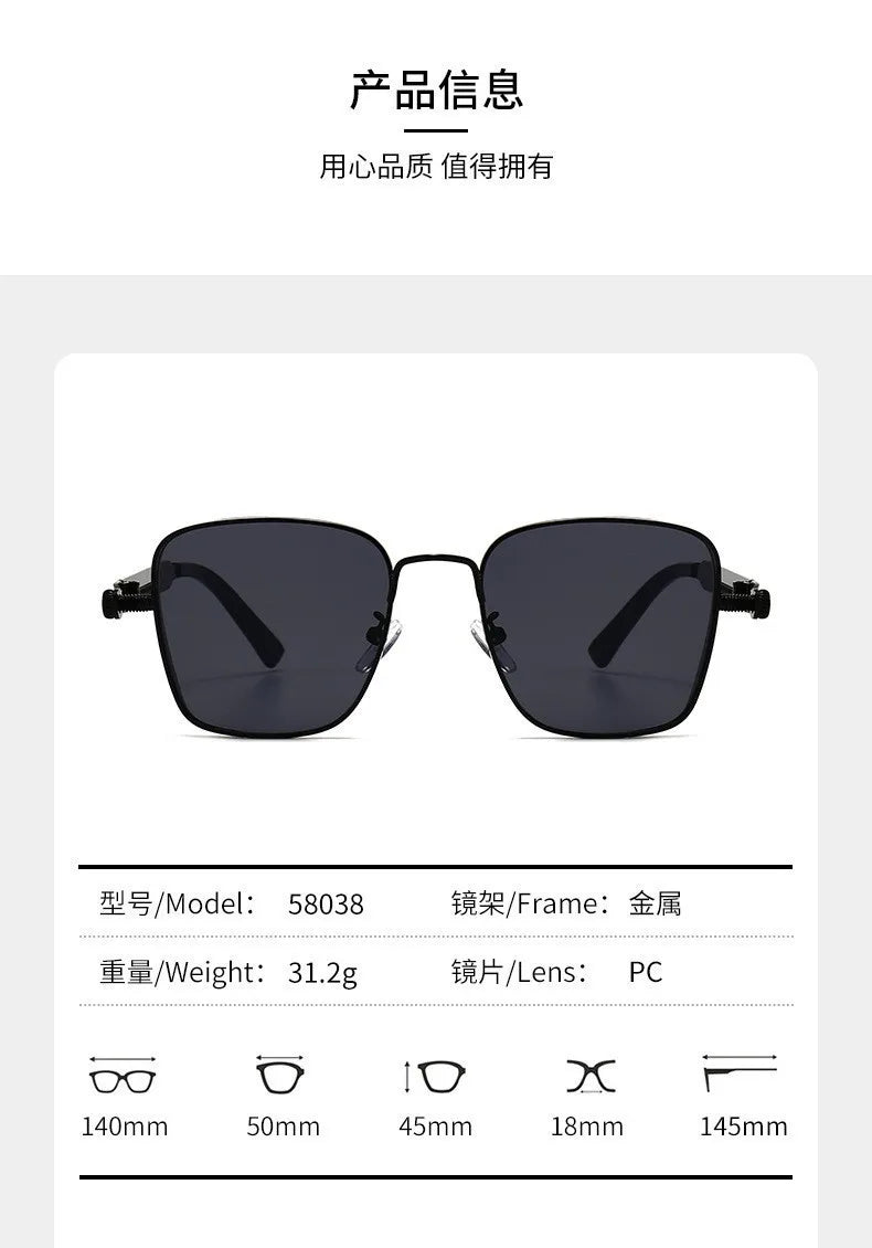 Men Driving Sunglasses Vintage Steampunk Square Sunglasses Metal Frame with Spring Hinges Women Eyepiece Trendy Driver Glasses