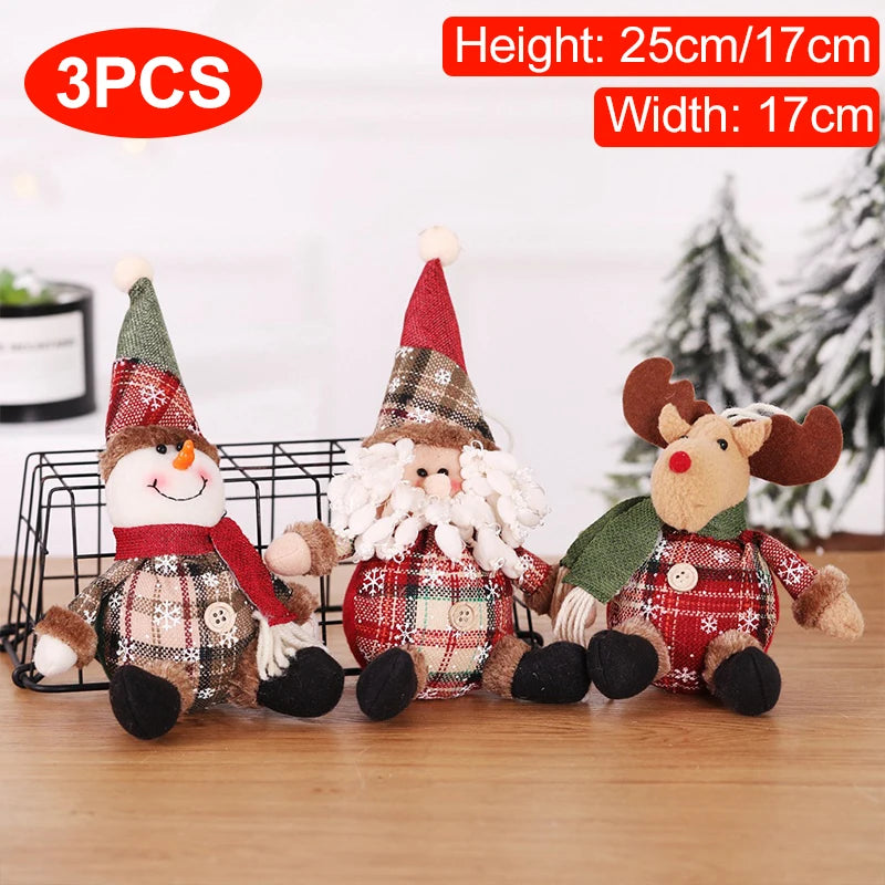 Christmas Dolls Tree Decor New Year Ornament Reindeer Snowman Santa Claus Standing Doll  Navidad Decoration Merry Christmas 2023