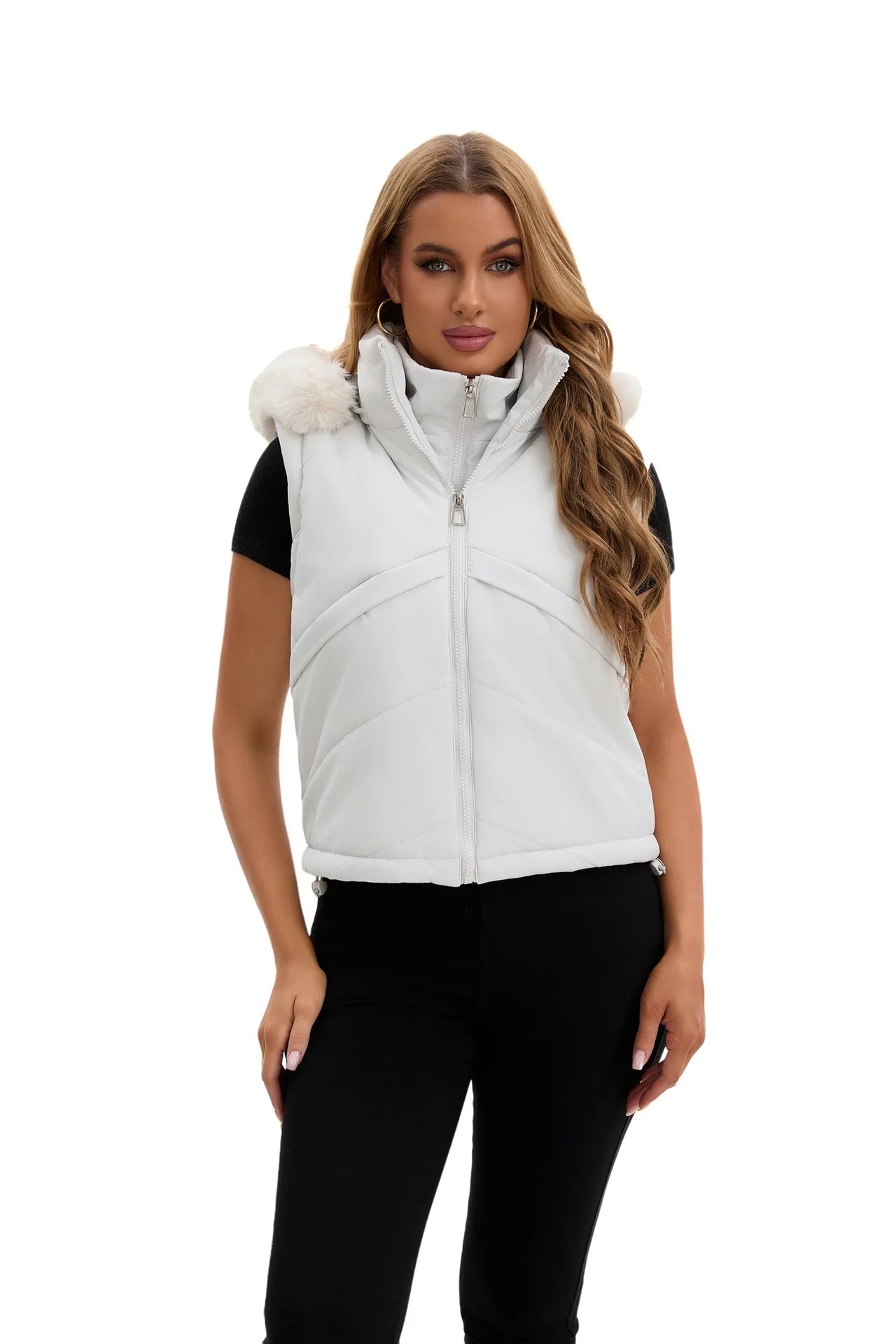 Women's jacket Faux 2pcs Cotton Padded Puffer jacket Hooded Winter Down Jackets Coats Parkas Detachable Sleeves Waistcoat HXY378