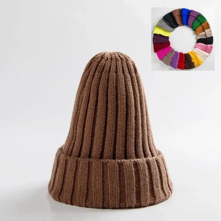 Winter Knitted Hat For Women Acrylic Beanie Unisex Elastic Warm Hip Hop Cap Soft Baggy Bonnet шапка женская Wholesale