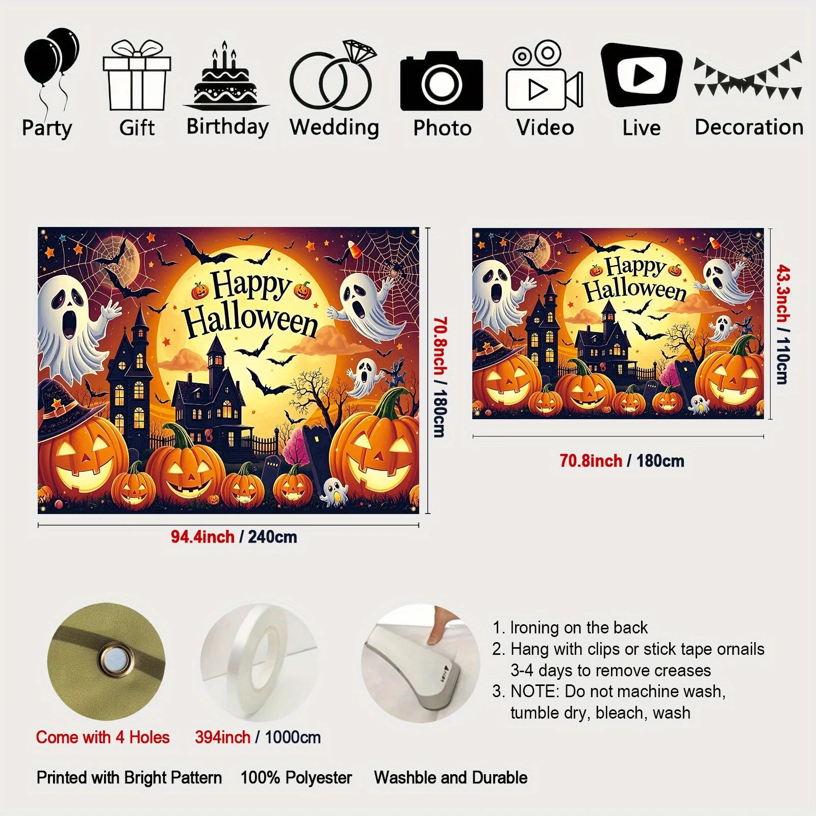 Halloween Happy background banner, Ghost castle pumpkin ghost, carnival, festival, celebration event, party decoration