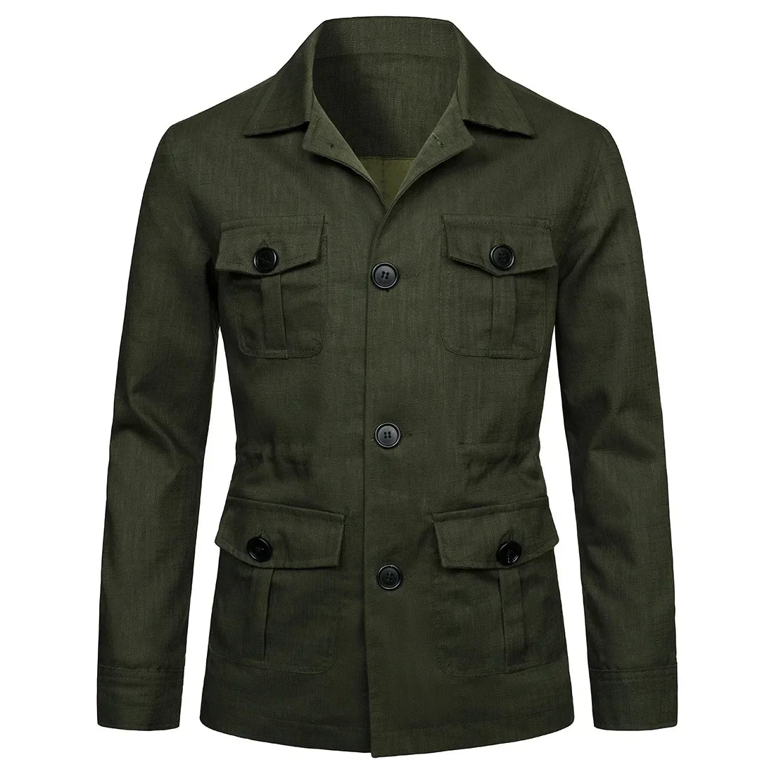 Mens Coats Safari Jacket Linen British Retro Gentry Suit Pockets Outerwear Fashion Solid Color Male Tops Ropa Hombre