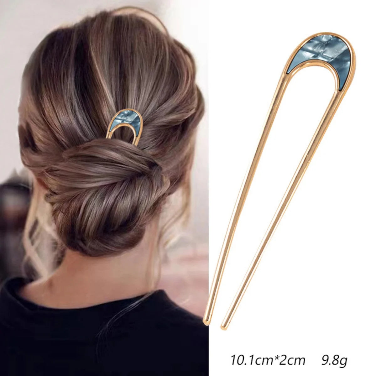 Fashion Hair Accessories Metal U Shape Hair Stick For Women Silver Gold Color Elegant Shell Enamel Hairpin Female Headwear Gifts