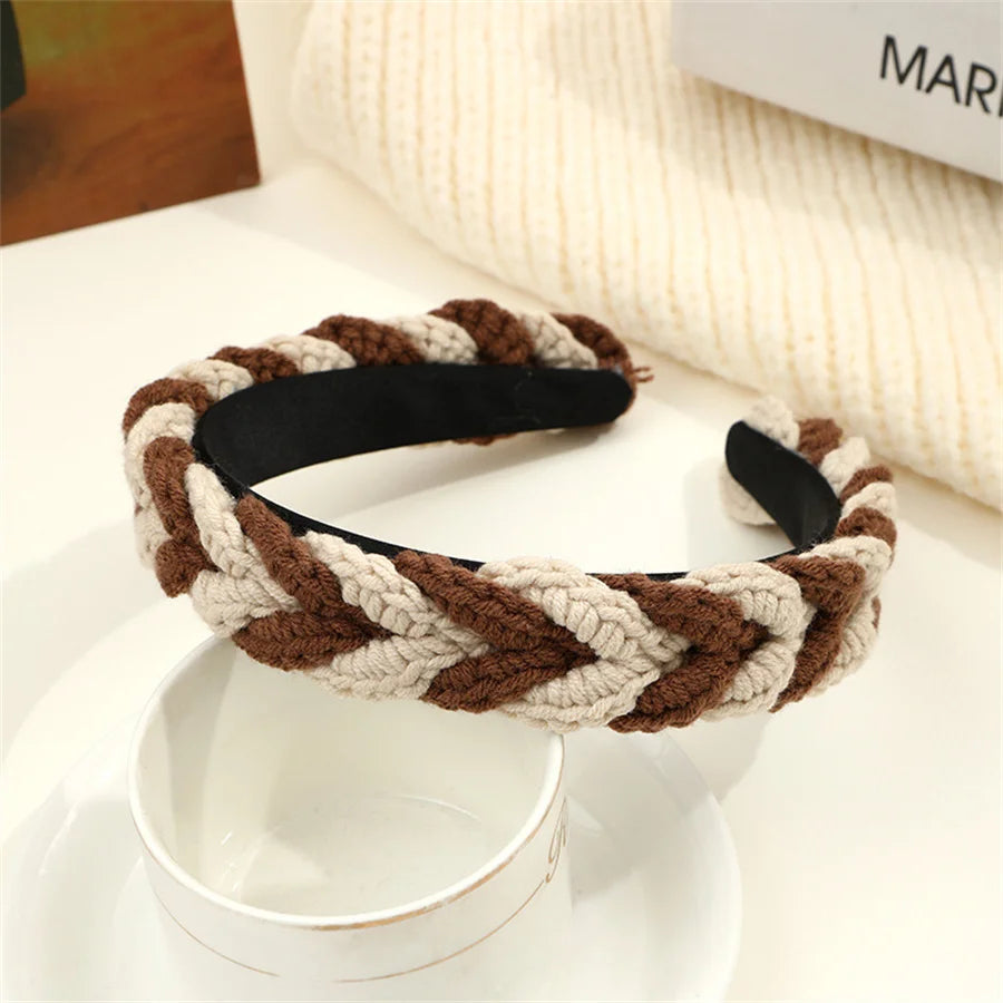 Fashion children's hair accessories winter hand-knitted wool headband lady cute girl heart flower wide headband hair accessories