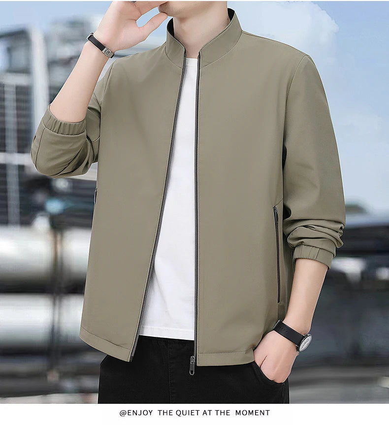 Jacket casual youth jacket stand up collar versatile men's windbreaker  high end men's top for spring and autumn