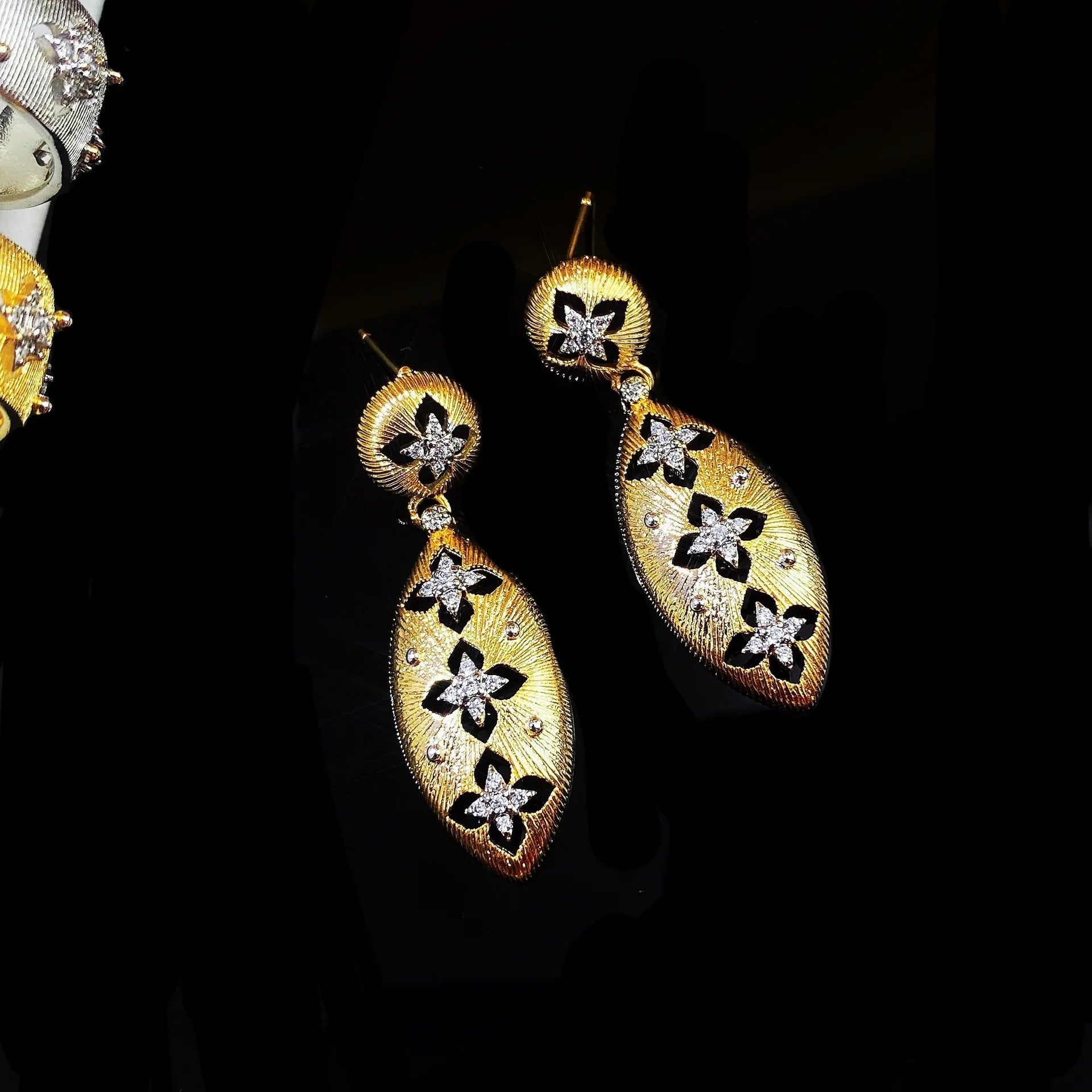 Italian handmade brushed court style two-color gold craft cloth home ring real gold electroplated earrings necklace bracelet wom