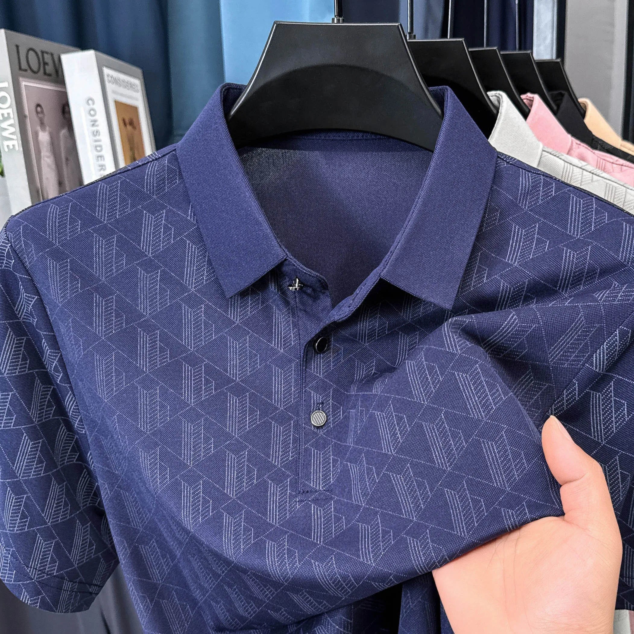 Men's New Short-Sleeved T-Shirt Summer Polo Shirt with a Stand-Up Collar Simple Casual Versatile Fashionable Trendy Men's Wear