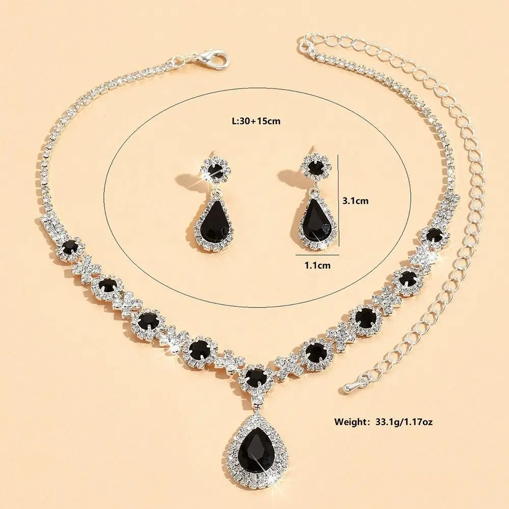Fashionable Crystal Jewelry Necklace Earring Set Premium Luxury Pendant Necklace Original Design Inlaid Zircon Dangle Earrings