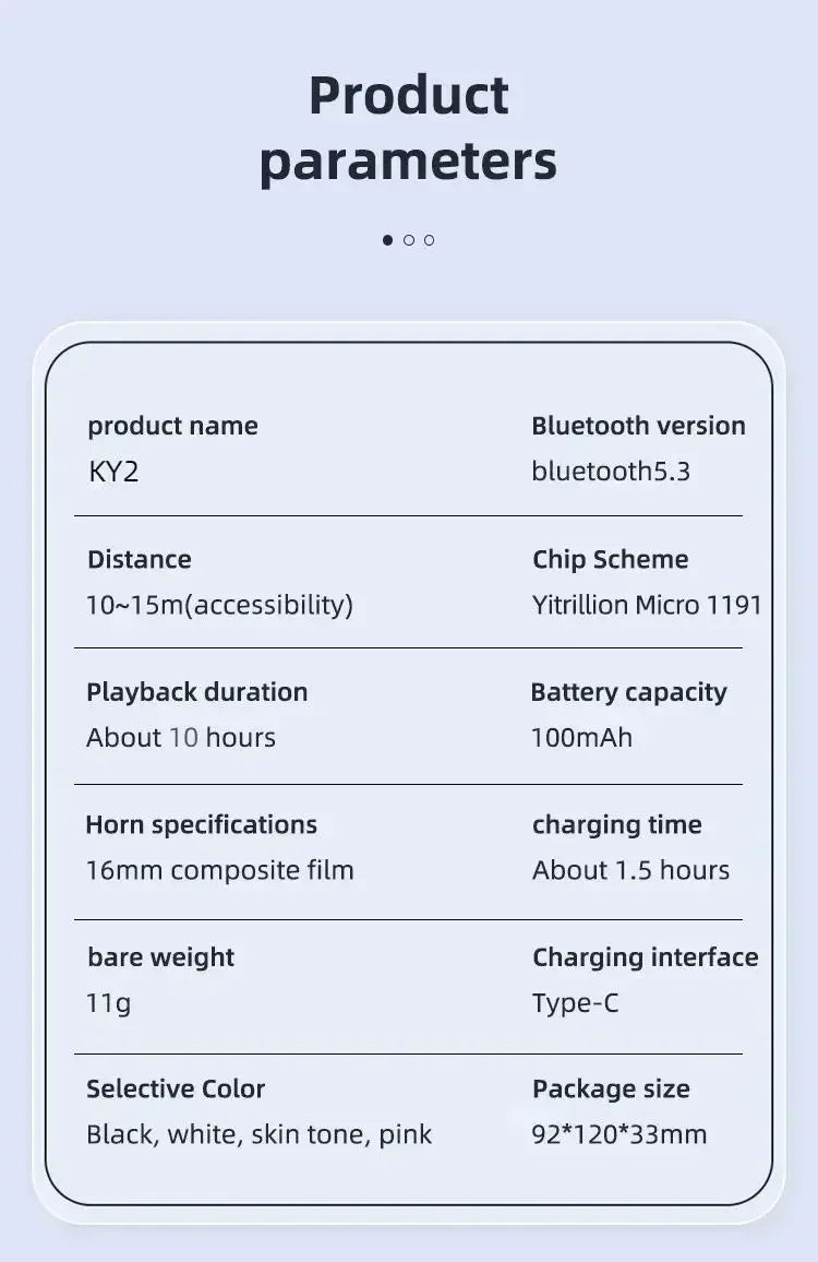 KY2 Single Wireless Earphones Air Conduction OWS Headphone HiFi Ear-Hook Music Sports Noise Cancel Headset For All Smartphones