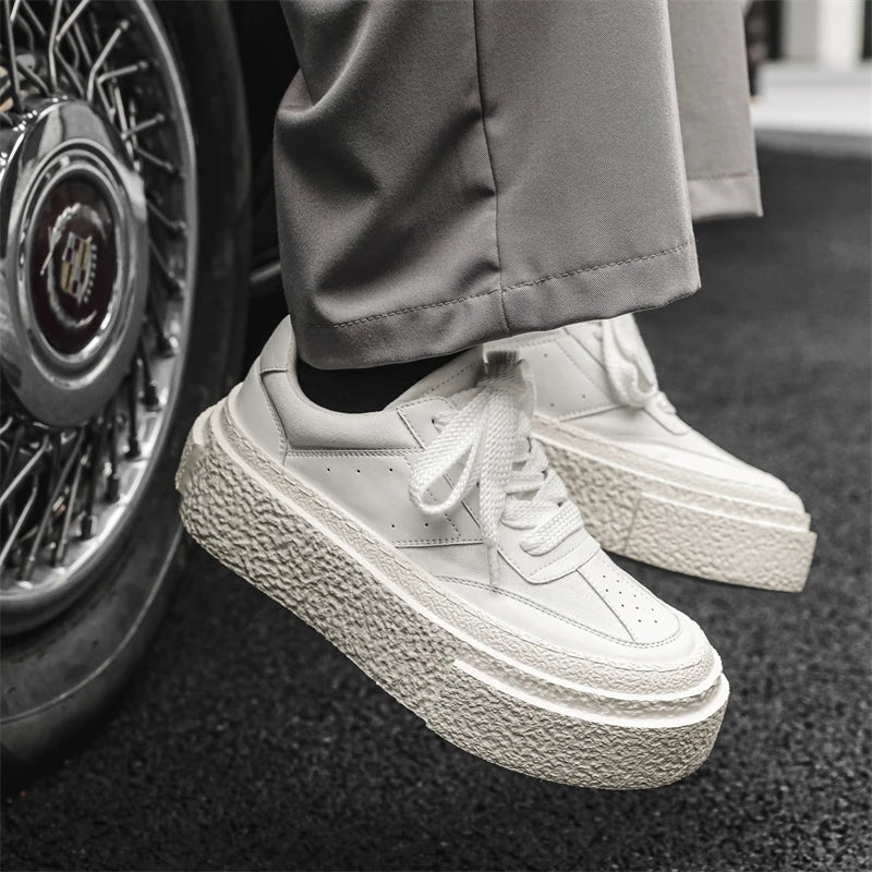 Men Fashionable Casual Sports Shoes Black White Thick-soled Lightweight Comfortable Outdoor White Sneakers Men Size 38-46