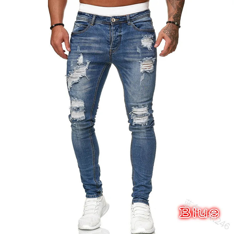 Mens Black Jeans Slim Fit Quality Gray Casual Male Jeans Pants Skinny Fit Men Pants Hip Hop Streetwear Cotton Denim Trousers